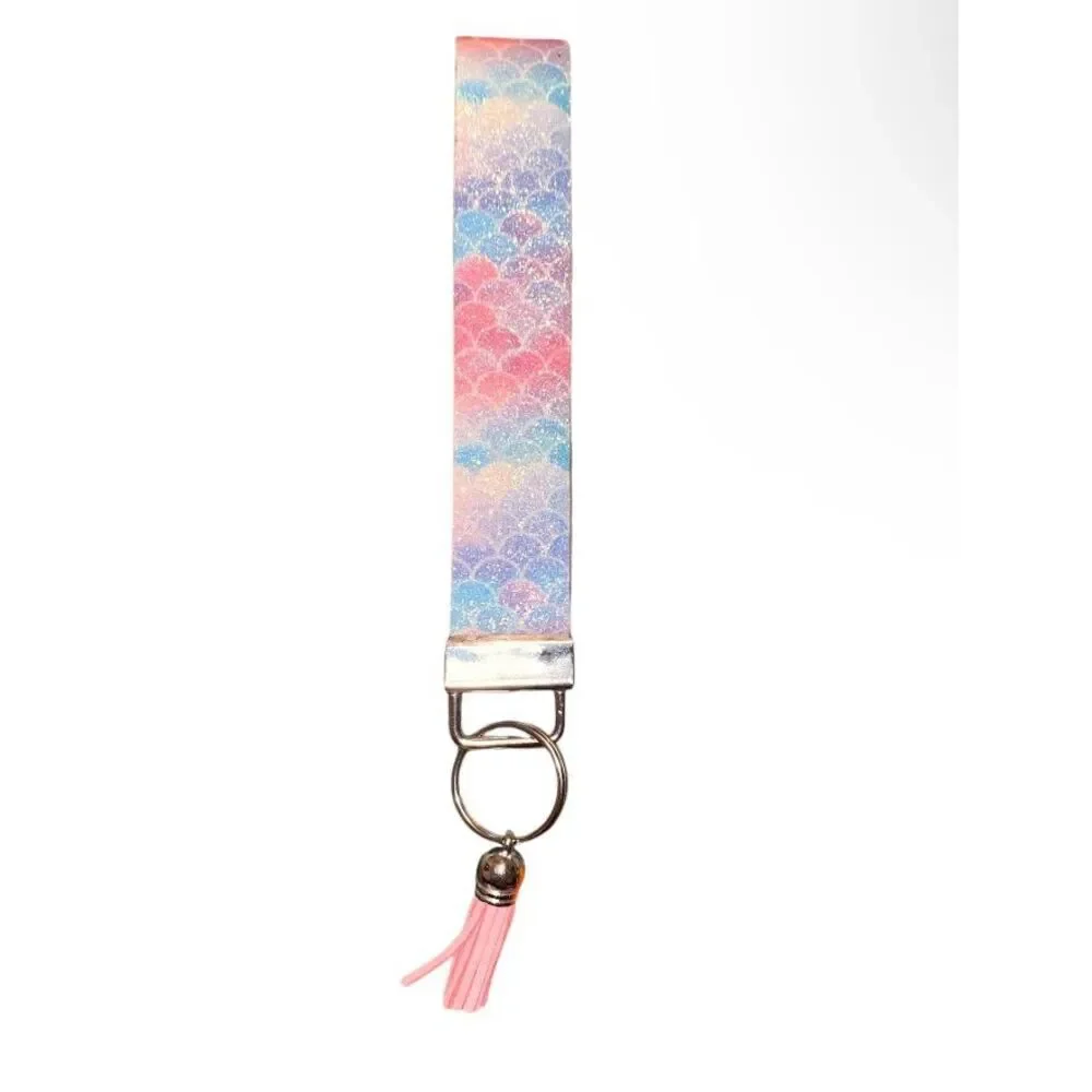 ☀️3/$9☀️ Glitter Mermaid Printed Faux Leather Keychain Holder with Tassel